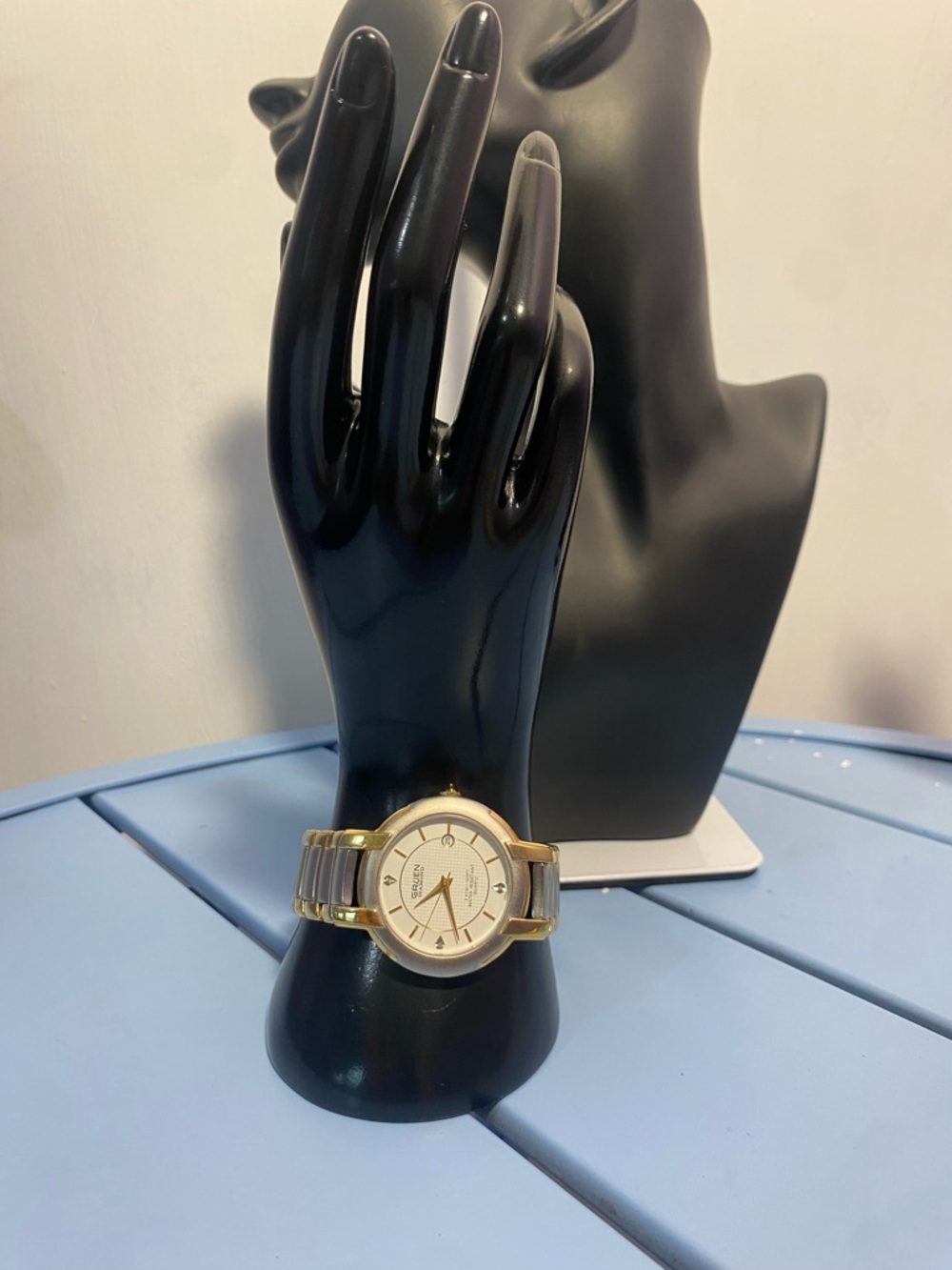 Gruen Diamond Gold Tone Women’s Quartz Watch Date 3ATM Water Resistant